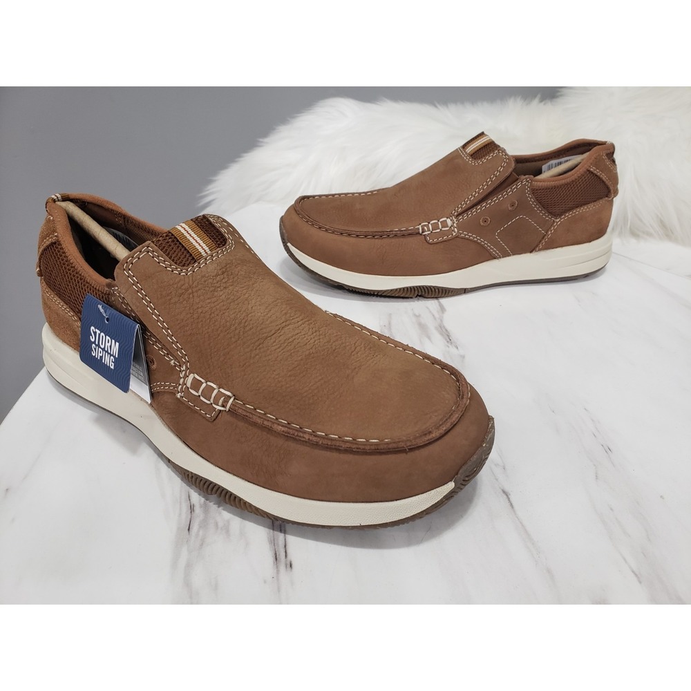 NEW NO BOX - 8 WIDE Clarks Sailview Step Slip-On Loafer Leather Light Tan Nubuck